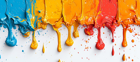 Colorful paint splashes isolated on white background. 3d renderingの素材