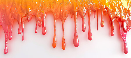 Orange and red dripping paint on a white background. 3d renderingの素材