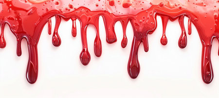 Dripping red paint on a white background. 3D Renderingの素材