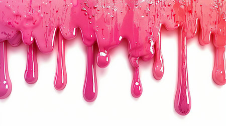 pink paint dripping isolated on white background close up. 3d renderingの素材