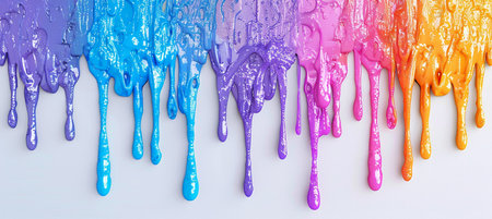Colorful nail polish dripping on white background, close-up.の素材