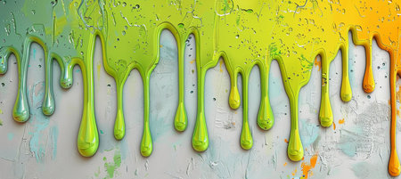 Colorful paint dripping on a wall. Abstract background. 3d renderingの素材