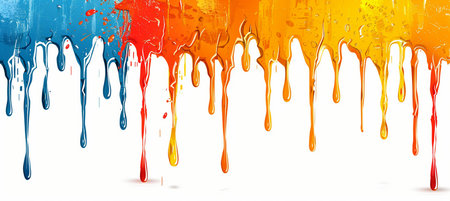 Colorful paint dripping on white background. Vector illustration. Eps 10.の素材