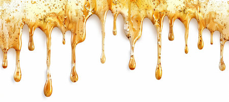 Honey dripping on a white background. 3d vector illustration.の素材