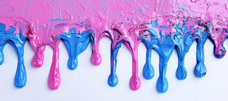 Paint dripping on a white background. Colorful paint dripping.の素材