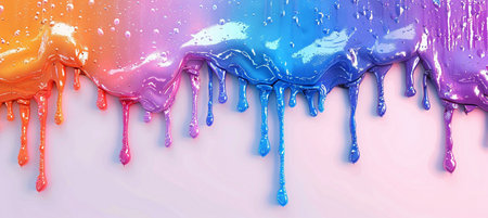 Colorful paint dripping on a wall, 3d rendering. Computer digital drawing.の素材