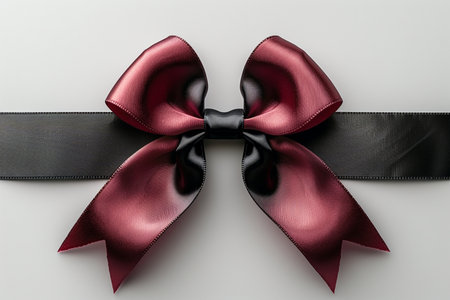 Black and red bow on a white background. 3d rendering.の素材
