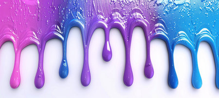 Purple and blue nail polish dripping on white background. 3d renderingの素材