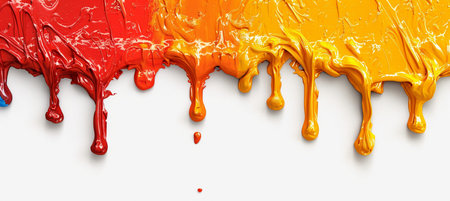 Colorful paint dripping isolated on white background. 3d rendering.の素材