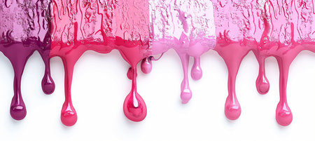 Pink paint dripping isolated on white background. 3d render illustration.の素材