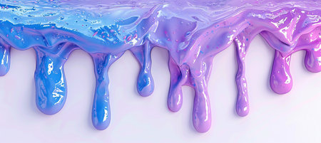 Purple paint dripping on a white background. 3d rendering.の素材