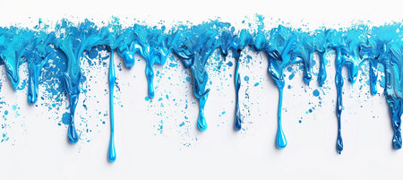 Blue paint splashes isolated on white background. 3d rendering.の素材