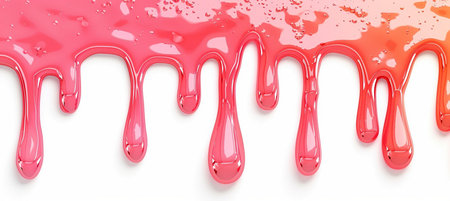 Pink paint dripping on a white background. 3d rendering, 3d illustration.の素材