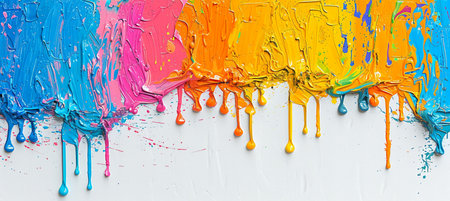 Colorful paint splashes on a white background. Abstract background for your design.の素材