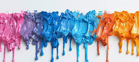 Colorful paint splashes isolated on white background. 3d renderingの素材