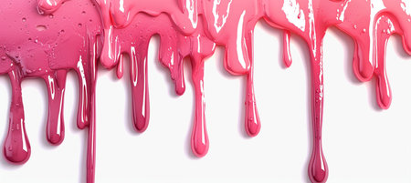 Pink paint dripping on a white background. 3d Rendering.の素材
