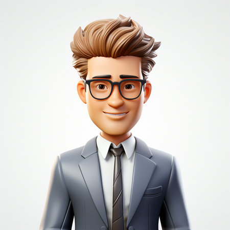 Portrait of young handsome businessman in grey suit and eyeglassesの素材