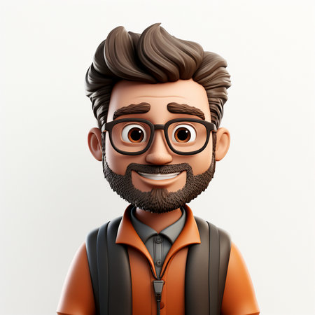 Portrait of a happy man with glasses and beard. Vector illustration.の素材