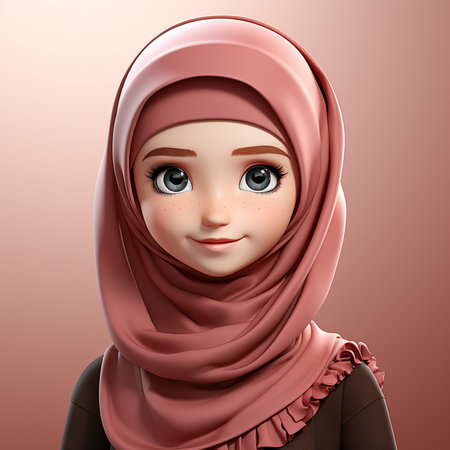 3d rendered illustration of muslim girl with hijab.の素材