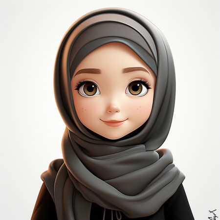 Arabic girl with hijab, 3d rendering. Computer digital drawing.の素材