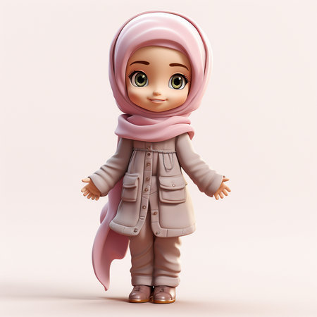 3D Render of Cute Little Muslim Girl with Hijabの素材