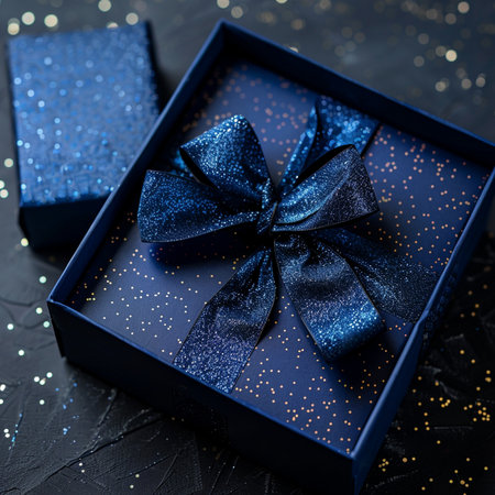 gift box on a black background. tinting. selective focusの素材