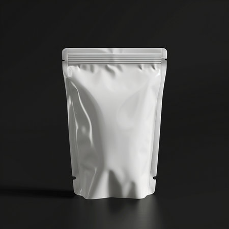 White plastic bag package mockup on black background. 3d renderingの素材