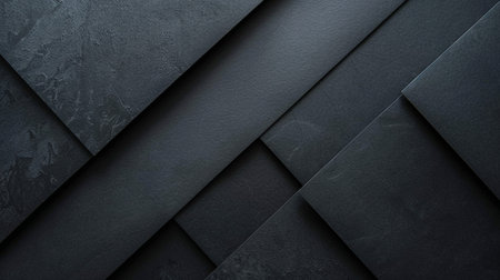 Geometric abstract background with overlapping dark gray paper layers, featuring subtle textures and shadows for a modern, sophisticated look.の素材
