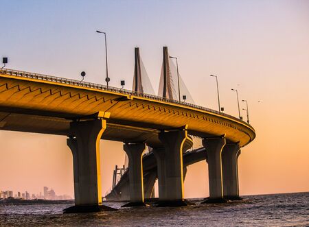 bandra worli sea link in mumbaiの写真素材
