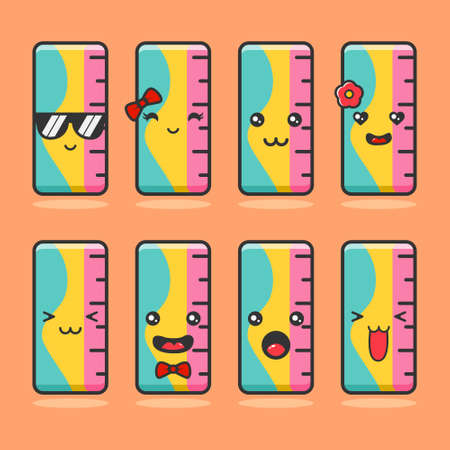 cute ruler emoji setのイラスト素材