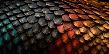 dragon scale texture. Dragon, dinosaur skin background. Squama of fish, mermaid, reptile or fantasy monster. Monster leather background. abstract fantasy pattern. Generated by artificial intelligence.の素材