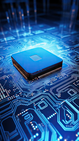 Electronic circuit board close up. technology background. Central Computer Processors CPU concept. Motherboard digital microchips. tech background. integrated communication processor. Generative AI.の素材