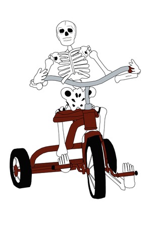 Skeleton on a trike.のイラスト素材