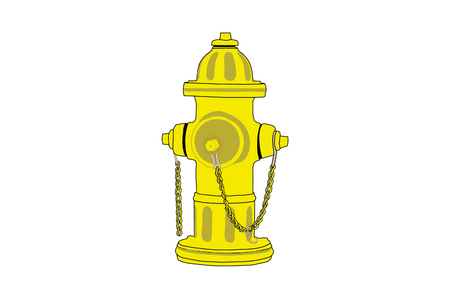 Isolated drawing of a yellow fire hydrant.のイラスト素材