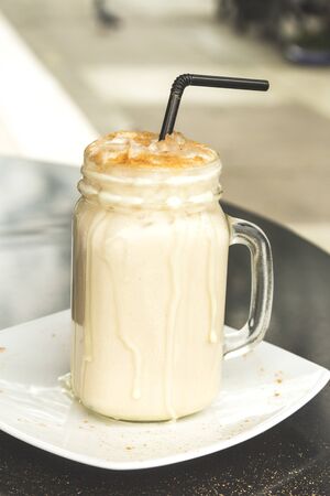 Venezuela juice chicha, rice, milk and cinamonの写真素材