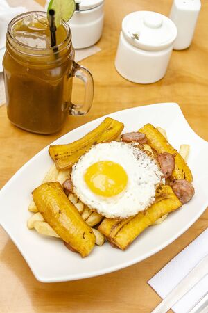 Venezuelan typical food, Arepa, Different types of arepas, meat, black beans, cheese, fried plantain, typical South American foodの写真素材