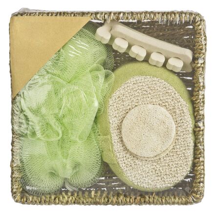 Set of SPA accessories on white background, bath set, home spaの写真素材