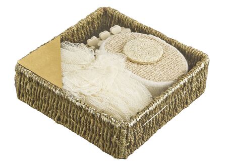 Set of SPA accessories on white background, bath set, home spaの写真素材