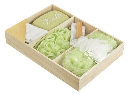 Set of SPA accessories on white background, bath set, home spaの写真素材