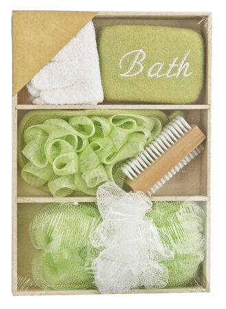 Set of SPA accessories on white background, bath set, home spaの写真素材