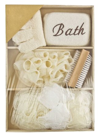 Set of SPA accessories on white background, bath set, home spaの写真素材