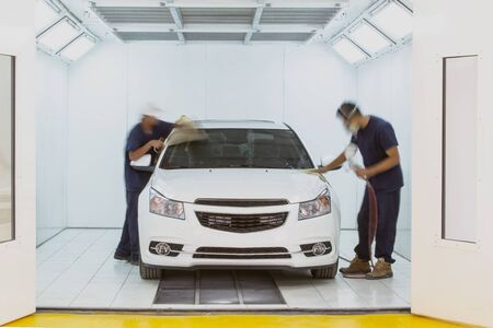 Repair and painting center of vehicles, work area for cars, mechanical center for transportの写真素材