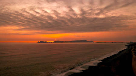 Sunset over the port of Callao. Lima Peruのeditorial素材