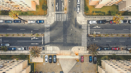 Beautiful aerial view with empty streets of the city of Lima Peru, without cars and without people....