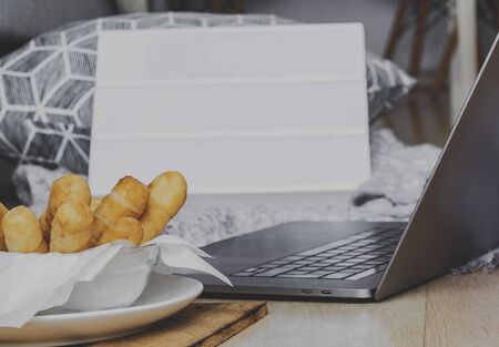 Delicious typical Venezuelan appetizers tequeÃ±os, cheese fingers. Mockup to customize.の写真素材