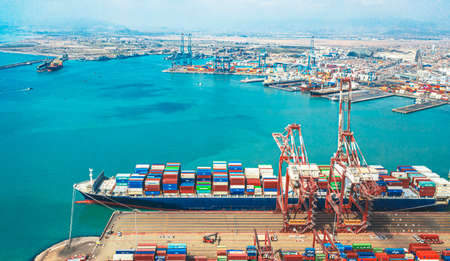 Callao, Lima / Peru - November 4 2020: View of dock and containers in the port of Callaoのeditorial素材