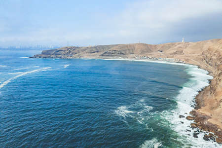 Aerial view of La Herradura, Chorrillos - Peru. Panoramic view.の写真素材