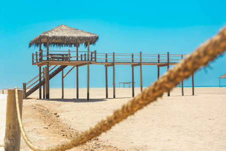 Typical Lifeguard tower station, Baywatch tower on the beach.の写真素材