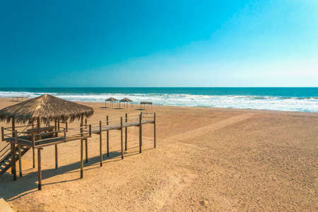 Typical Lifeguard tower station, Baywatch tower on the beach.の写真素材