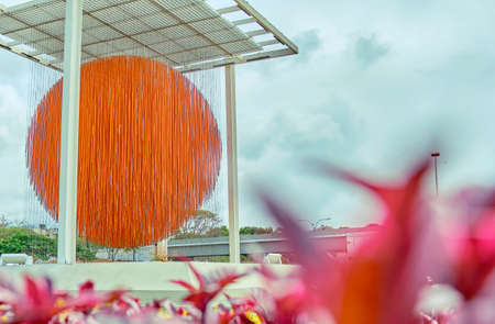 Caracas, Venezuela - May 1, 2022. the kinetic sculpture Esfera Caracas, by Jesus Soto, on the...
